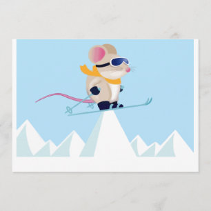 Ski Patrol Mouse in the Alps Invitation