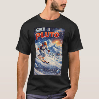 Ski Pluto Resort Skiing Retro Space Travel Sci-Fi T-Shirt