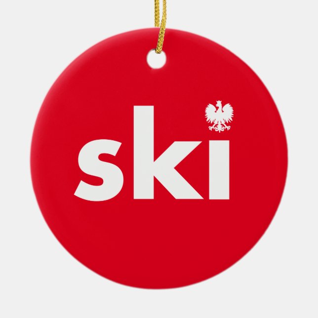 Ski Polish Last Name Christmas Ornament (Front)