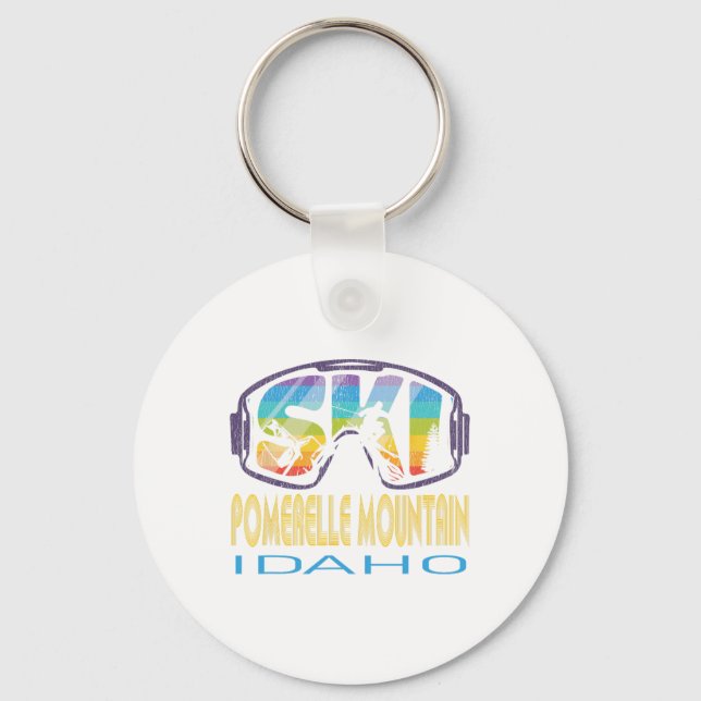 Ski Pomerelle Mountain Idaho Skiing Vacation  Key Ring (Front)