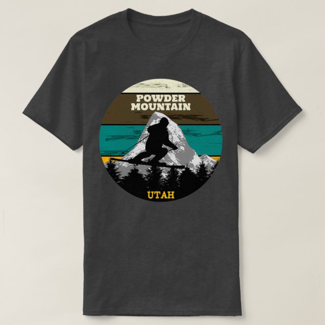 Ski Powder Mountain Ski Slopes Utah T-Shirt (Design Front)