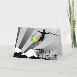 ski powder trail holiday card