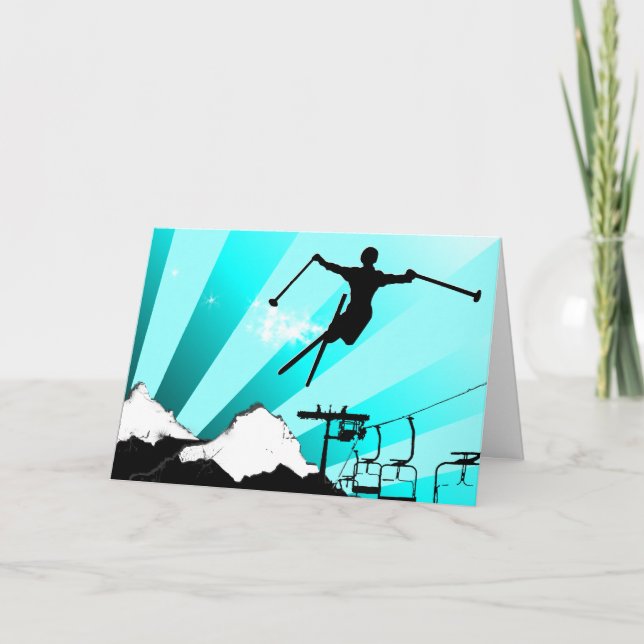 ski powder trail holiday card (Front)