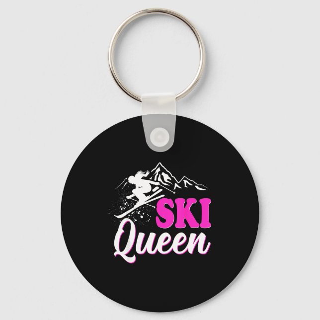 Ski queen wintersport player skiing snowboarding key ring (Front)
