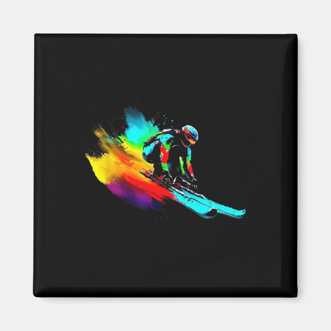 Ski Racing Rainbow  Magnet (Front)