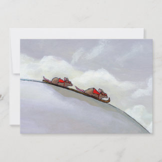 Ski racing rats fun uique art skiing rat painting