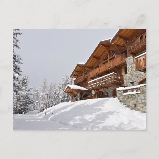 Ski resort chalet postcard (Front)