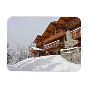 Ski resort chalet rectangular photo magnet
