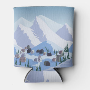Ski Resort: Vintage Mountain Landscape Can Cooler