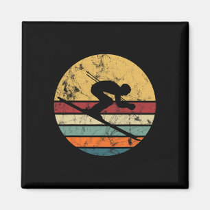 Ski Retro Tee Skiing Vintage Snowboard Mountains O Magnet