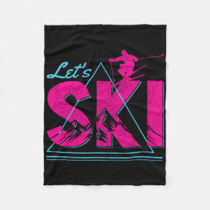 Ski Retro Vintage Winter Sports Ski Holiday Skier Fleece Blanket