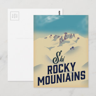 Ski Rocky Mountains USA Postcard