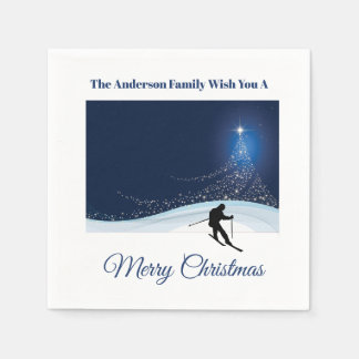 Ski run winter snow Christmas holiday festivities Napkin