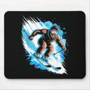 Ski sasquatch winter sport skier funny skiing mouse pad