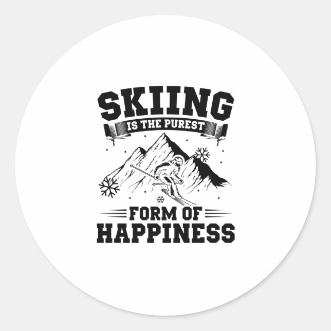Ski Sayings | Skiing Skier Mountains Vacation Gift Classic Round Sticker (Front)