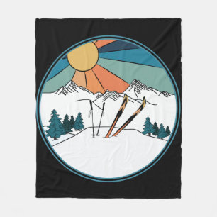 Ski Scene Powder To The People Fleece Blanket