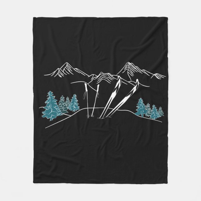 Ski Scene Resort Winter Sports Fleece Blanket (Front)
