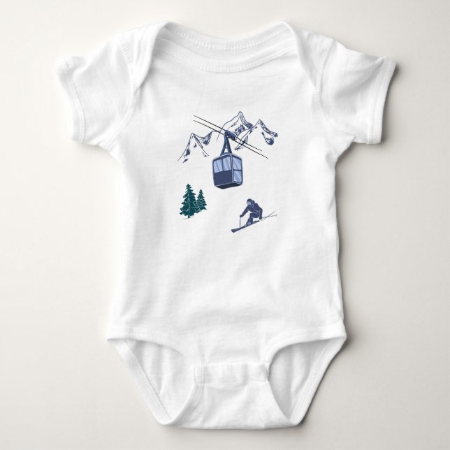 Ski Scene Winter Sports Baby Bodysuit (Front)