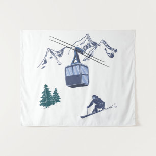 Ski Scene Winter Sports Tapestry