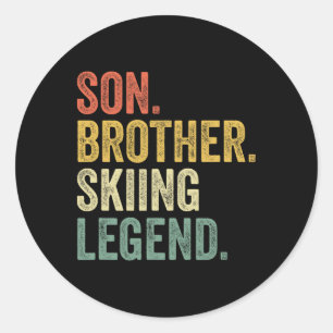 Ski Shirt Boys Funny Youth Gifts Son Kids Skiing Classic Round Sticker