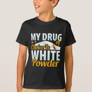 Ski Shirt White Powder Funny Snow Tees Sports Men