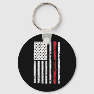 Ski Skiier American Flag Skiing Usa Gift Key Ring