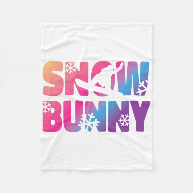Ski Skiing Bunny Snow Bunny  Fleece Blanket (Front)