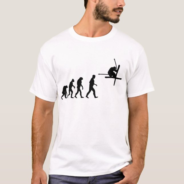 ski skiing evolution T-Shirt (Front)