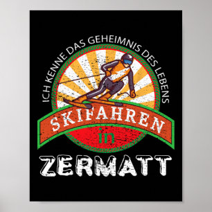 Ski Skiing Gift Vintage For Skiers From Zermatt Poster