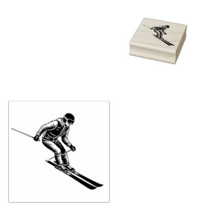  Ski Skiing Mountains Skier Winter Sports Rubber Stamp