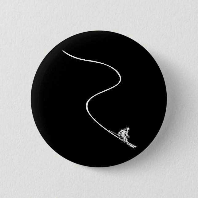 Ski Skiing - Skier  6 Cm Round Badge (Front)