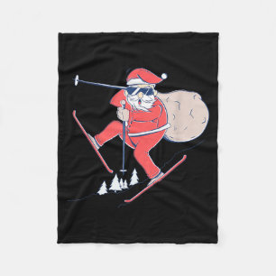 Ski Skiing Snow Santa Claus Christmas X-mas Gift  Fleece Blanket