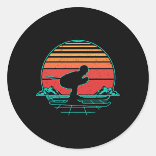 Ski Skiing Winter Sports Retro Vintage Gift  Classic Round Sticker