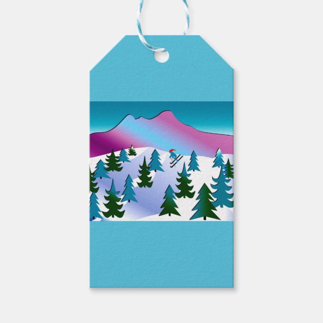 Ski Slope Art on Gift Tags (Front)