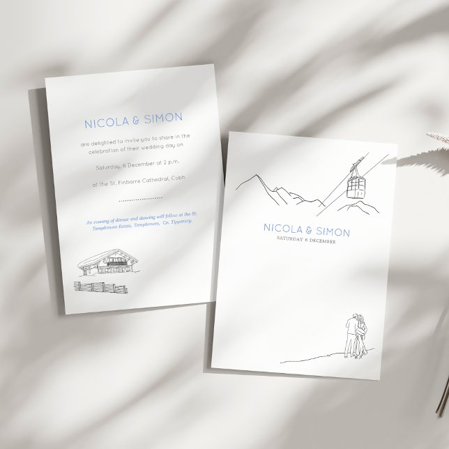 Ski Slope Couple In Love Winter Mountain Peaks  Invitation (Creator Uploaded)