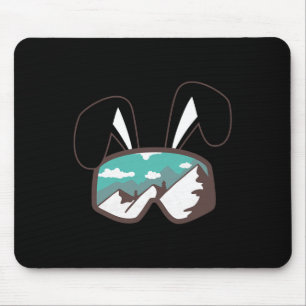 Ski Snowboard Goggles Bunny Ears Skiing Snow Gift  Mouse Pad