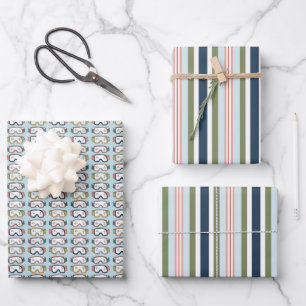 Ski & Snowboard Goggles & Stripes Gift Wrap