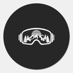 Ski Snowboard Shirt Goggles Skiing Snow Mountain W Classic Round Sticker