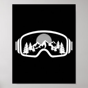 Ski Snowboard Shirt Goggles Skiing Snow Mountain W Poster