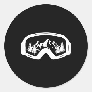 Ski Snowboard Skiing Goggles Snow Wintersport Skii Classic Round Sticker