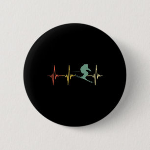 Ski Snowboard Skiing Heartbeat Snow Mountain Winte 6 Cm Round Badge