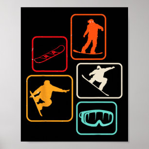 Ski Snowboard Skiing Stamp Resort Top Poster