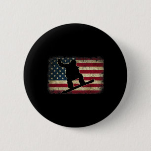 Ski Snowboard Snowboarder American Usa Flag Vintag 6 Cm Round Badge