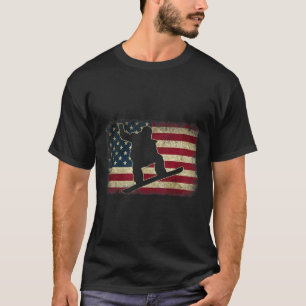 Ski Snowboard Snowboarder American Usa Flag Vintag T-Shirt