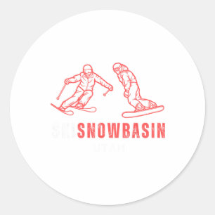 Ski Snowsin Utah Skiing Snowboarding Resort Vacati Classic Round Sticker