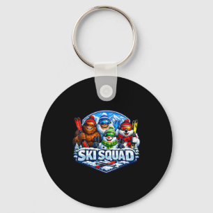 Ski squad sasquatch yeti snowman polar bear skiing key ring