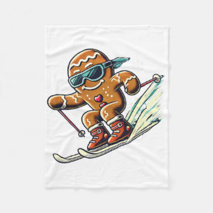 Ski Squad Team Ski Lover Skier Gingerbread Skiing  Fleece Blanket