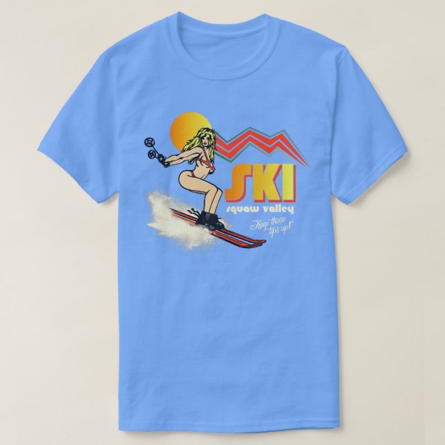 Ski Squaw Valley 70s80s Retro Souvenir Style Skiin T-Shirt (Design Front)