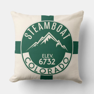Ski Steamboat Throw Pillow