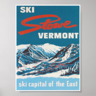 Ski Stowe Vermont Vintage Ski Poster